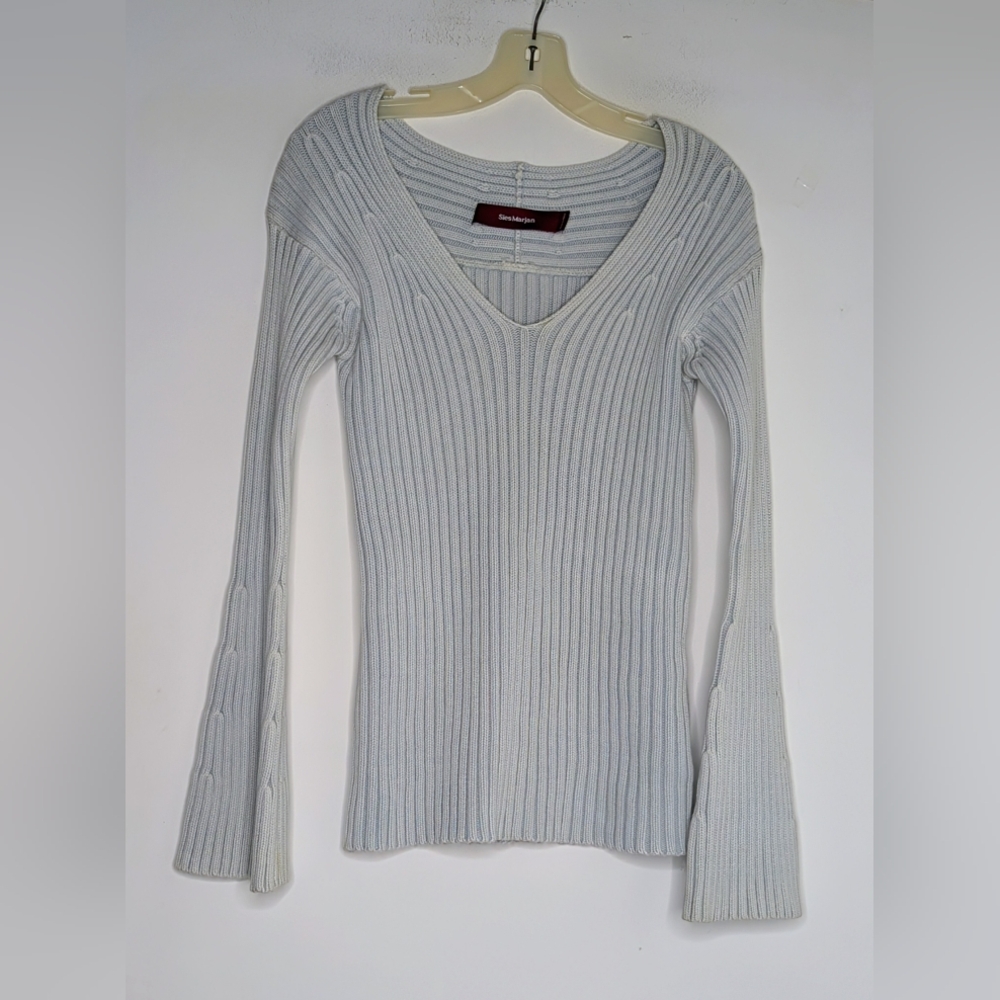 Sies Marjan • Ribbed V-Neck Bell Sleeve Sweater Size Small